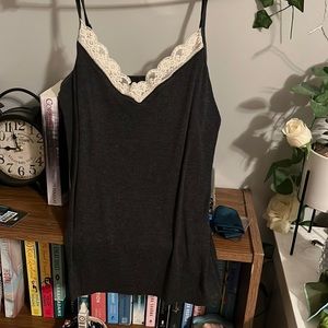 Old Navy Dark Gray Tank with Lace Trim